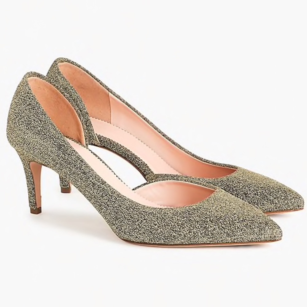 J. Crew Gold Lurex D’Orsay Heel 9.5 Brand New